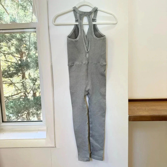 New Free People FP Movement Happiness Runs Henley Onesie One Piece Gray M/L - Picture 6 of 9